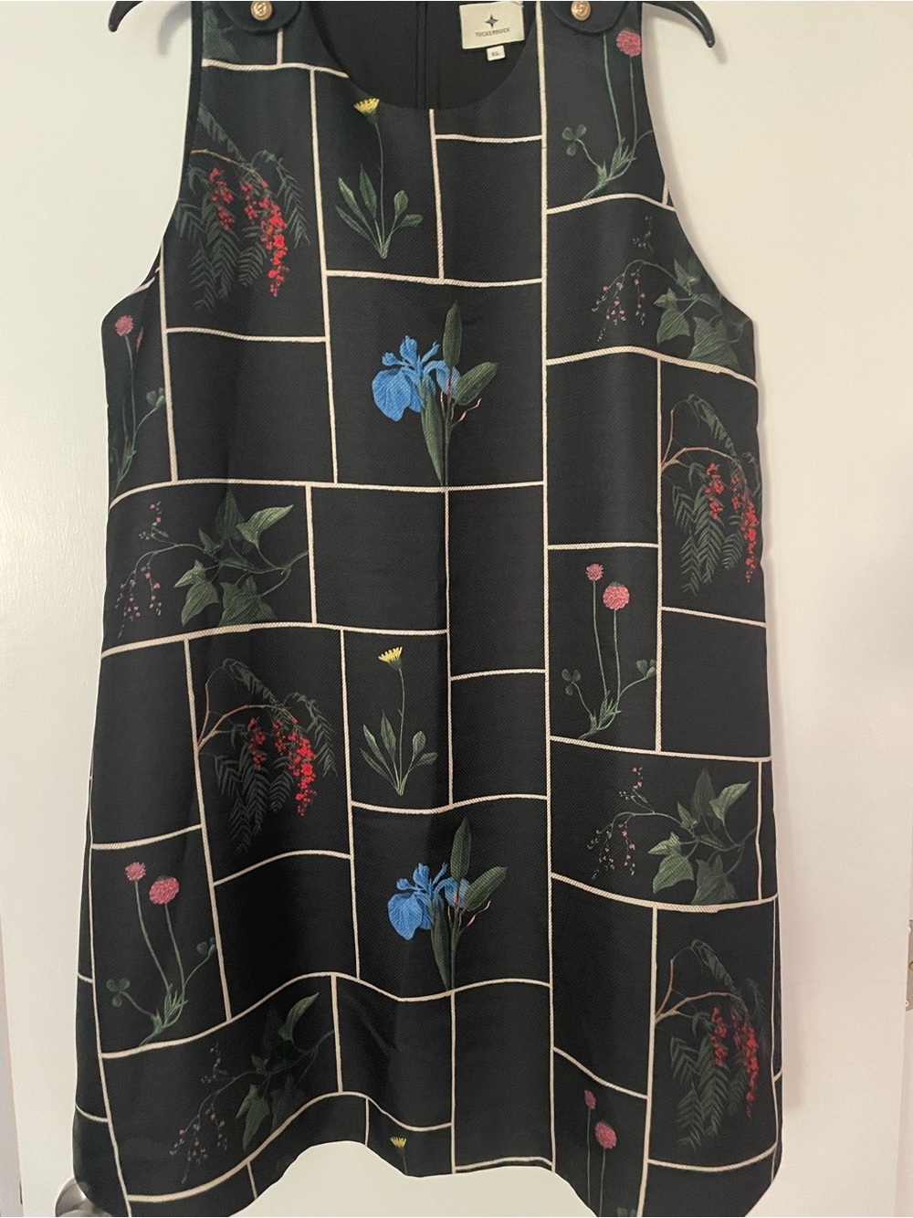Tuckernuck Black Grid Floral A-Line Mini Dress - Picture 11 of 15